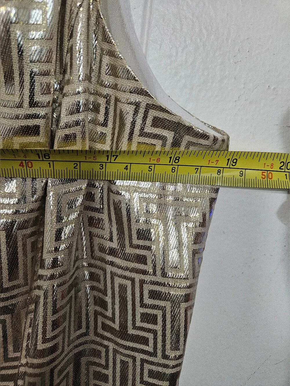 Tory Burch Metallic Gold Geometric Slip Dress with Beaded Straps